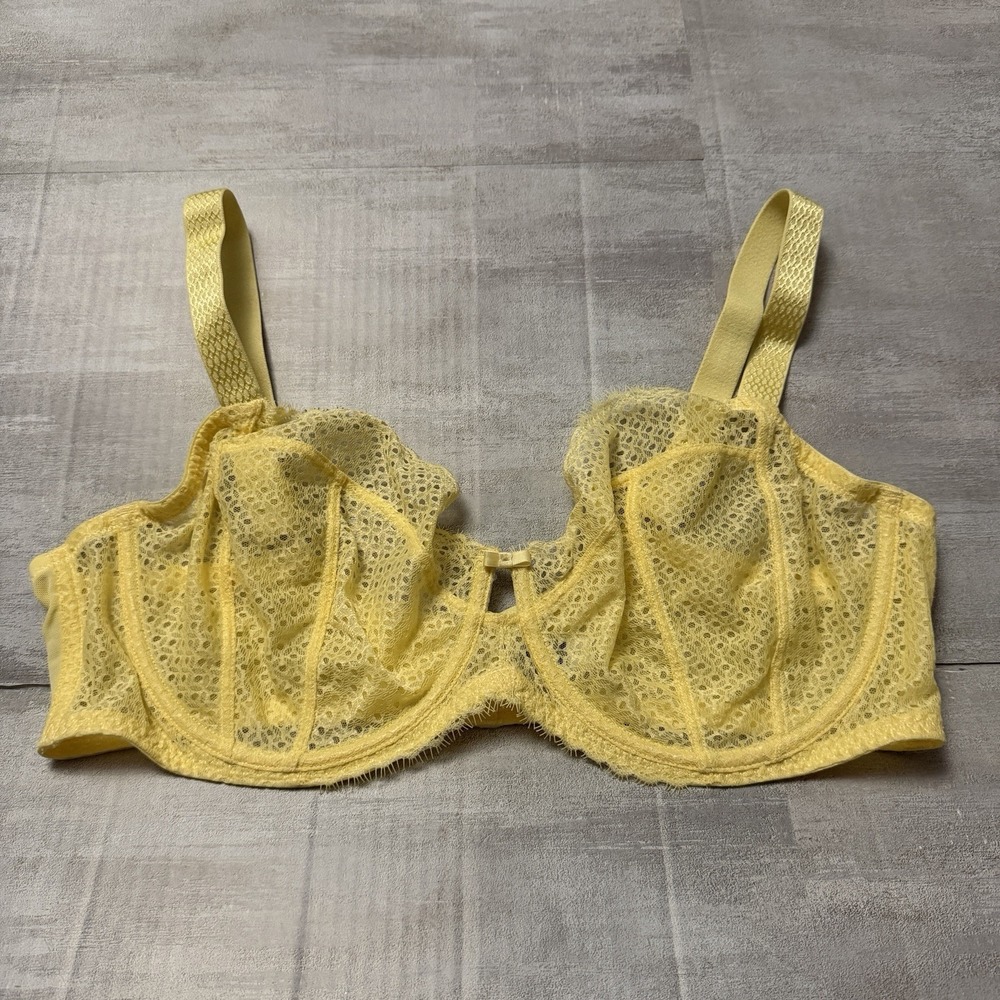 Paramour Dahlia Geo Lace Bra Size 40D‎ Yellow Pale Banana NWT